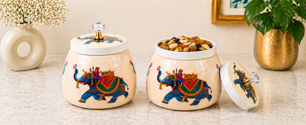 Metal Pichwai jars for return gifts